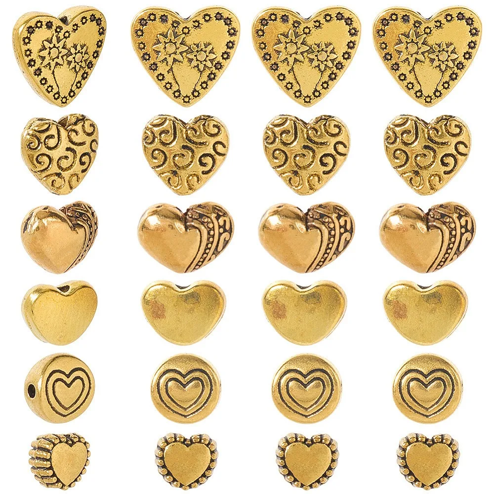 120Pcs 6 Styles Style Alloy Beads Cadmium Free Lead Free Heart Golden 5~12x6~13x3~6.5mm Hole: 1~2mm
120Pcs 6 Styles Style Alloy Beads Cadmium Free Lead Free Heart Golden 5~12x6~13x3~6.5mm Hole: 1~2mm