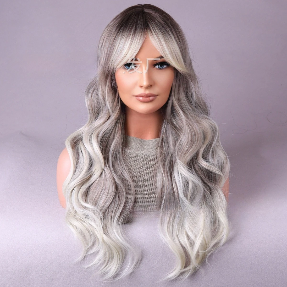 European and American wigs women's new dyed eight-character bangs long hair women's long curly hair high temperature silk wigs 
European and American wigs women's new dyed eight-character bangs long hair women's long curly hair high temperature silk wigs