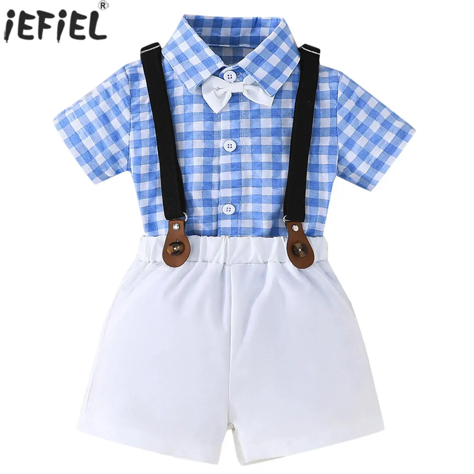 Baby Boys Outfits Gentleman Wedding Suits Short Sleeve Lapel Plaid Shirt with Suspender Shorts Bowtie for Baptism Birthday Party
Baby Boys Outfits Gentleman Wedding Suits Short Sleeve Lapel Plaid Shirt with Suspender Shorts Bowtie for Baptism Birthday Party