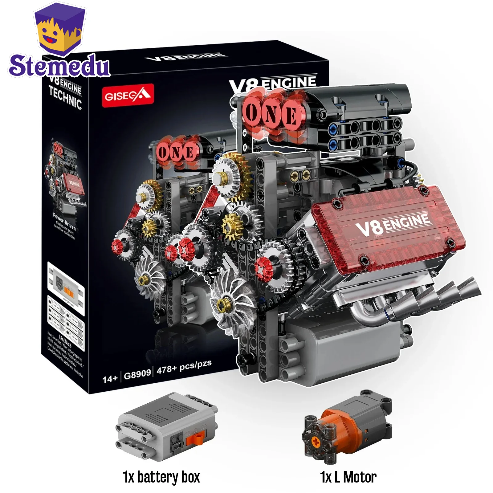 NEW G8909 478pcs V8 Engine Technical Building Blocks With L Motor Car Model Assembly Bricks Educational DIY Toys AA Battery Box
NEW G8909 478pcs V8 Engine Technical Building Blocks With L Motor Car Model Assembly Bricks Educational DIY Toys AA Battery Box