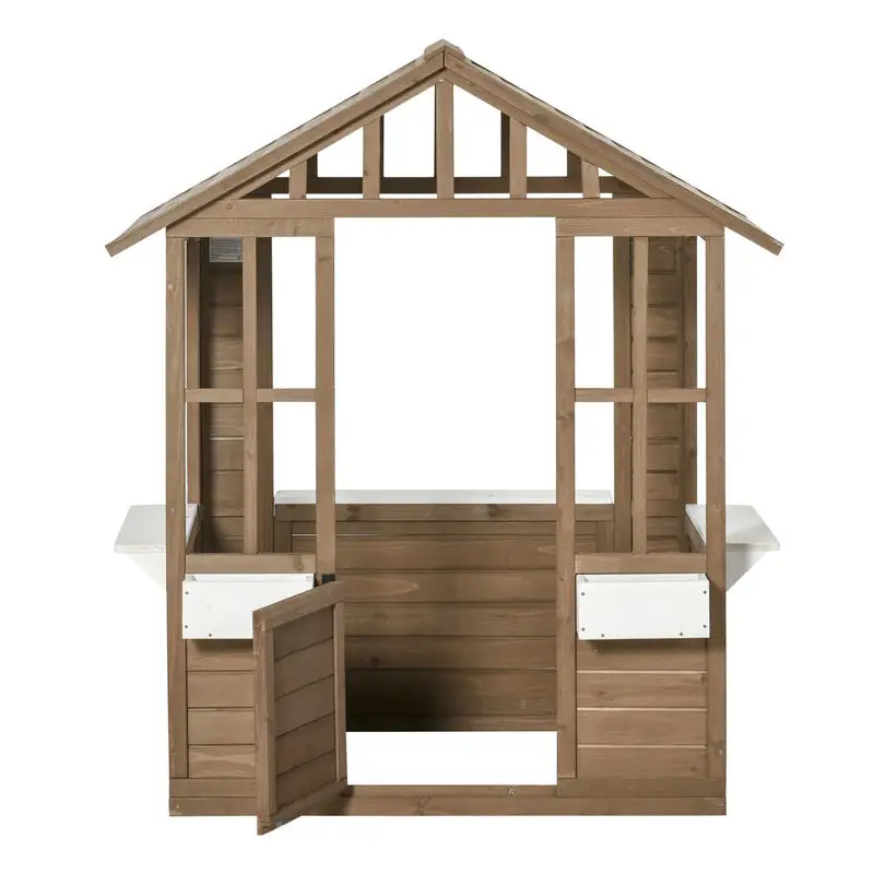 Outsunny Kids Wooden Playhouse, Outdoor Garden Games Cottage with Flowers Pot Holder, Working Door, Windows, Brown
Outsunny Kids Wooden Playhouse, Outdoor Garden Games Cottage with Flowers Pot Holder, Working Door, Windows, Brown