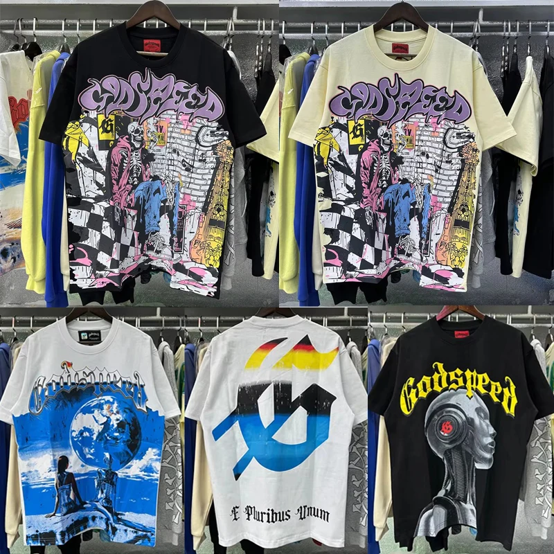 Hip Hop Rock GOD SPEED T-shirt Graffiti Print Short Sleeve High Street Fashion Brand Loose Tees
Hip Hop Rock GOD SPEED T-shirt Graffiti Print Short Sleeve High Street Fashion Brand Loose Tees