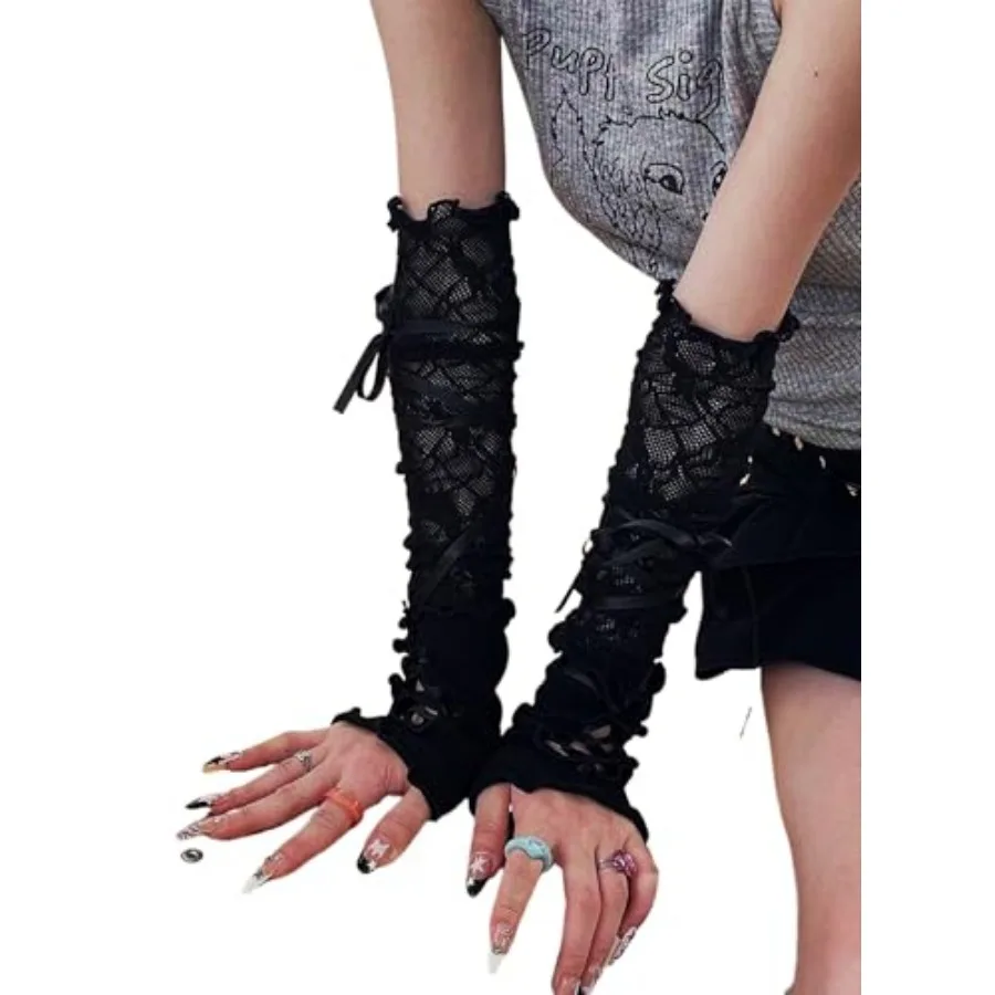 Lace Fingerless Gloves Long Mesh Lolita Gothic Y2K Tulle Ballet Tie-Up Gloves Halloween Wedding Bridal Prom Party
Lace Fingerless Gloves Long Mesh Lolita Gothic Y2K Tulle Ballet Tie-Up Gloves Halloween Wedding Bridal Prom Party