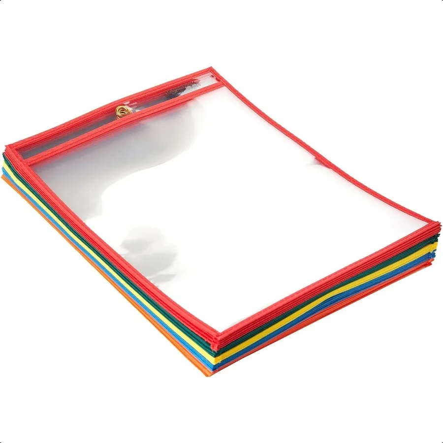 Heavy Duty Dry Erase Ticket Holder Pockets with Clear Plastic Film and Multicolored Fabric Edge 8.5 X 11 Pack of 25
Heavy Duty Dry Erase Ticket Holder Pockets with Clear Plastic Film and Multicolored Fabric Edge 8.5 X 11 Pack of 25