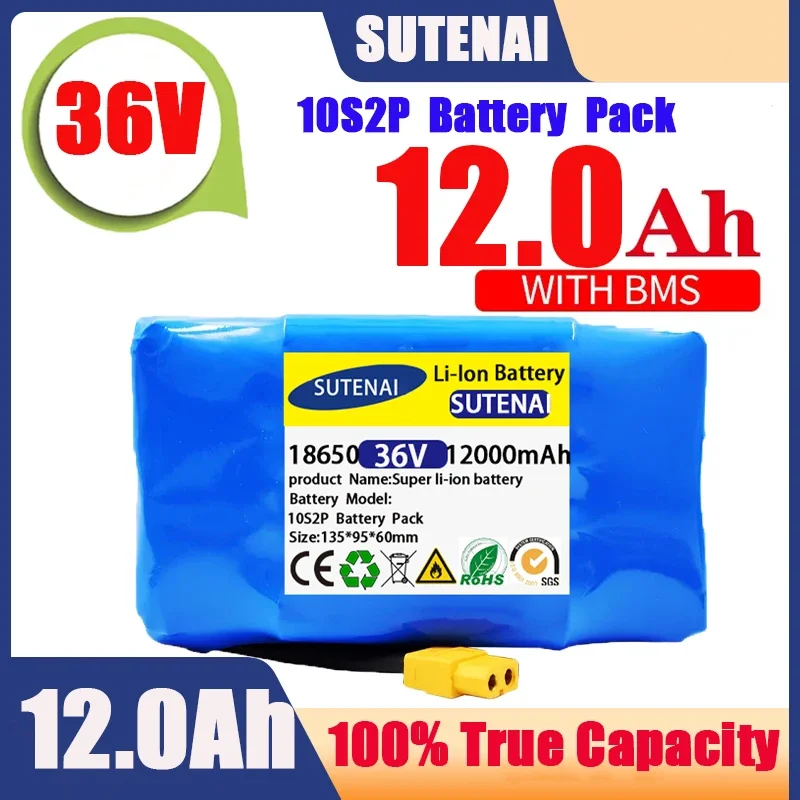 36V Rechargeable Li-ion Battery Pack 12000mAh 12Ah Lithium Ion Cell For Electric Self Balance Scooter Hoverboard Unicycle
36V Rechargeable Li-ion Battery Pack 12000mAh 12Ah Lithium Ion Cell For Electric Self Balance Scooter Hoverboard Unicycle