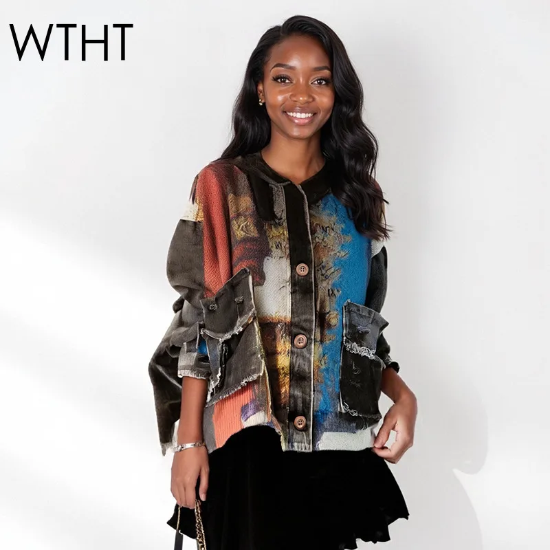 WTHT New Fashion Women Contrast Color Tie Dye Knit Spliced Denim Hooded Jacket 2025 Autumn Long Sleeve Loose Coat Female 1LS2386
WTHT New Fashion Women Contrast Color Tie Dye Knit Spliced Denim Hooded Jacket 2025 Autumn Long Sleeve Loose Coat Female 1LS2386