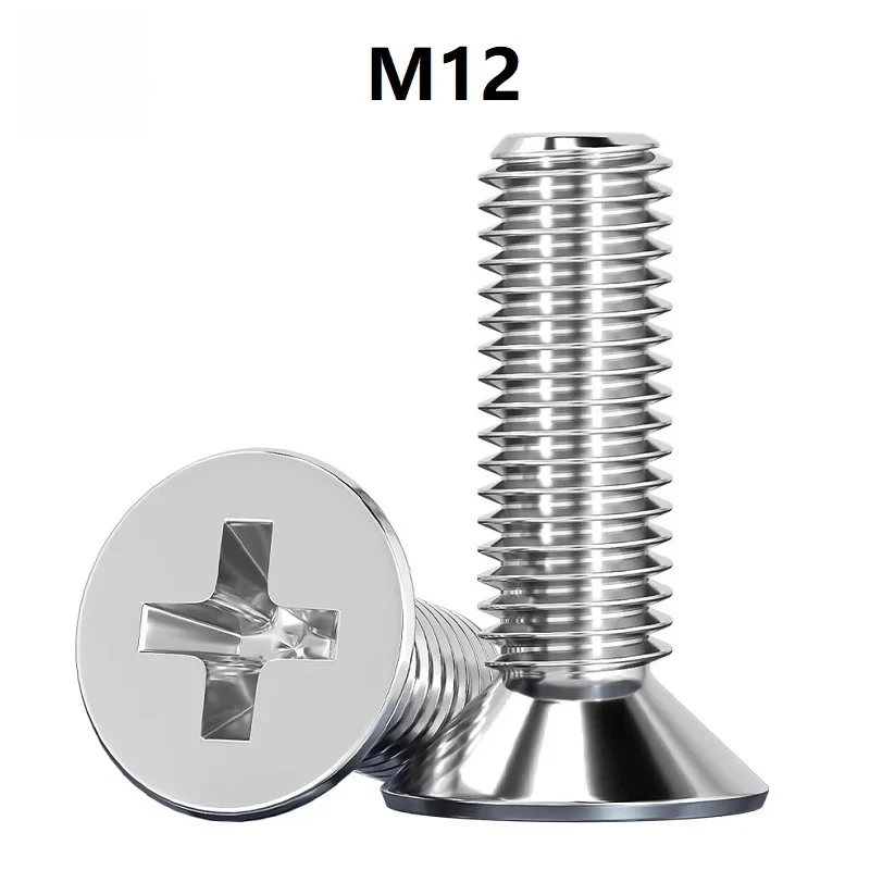 M12 x 20-100mm 304 Stainless Steel Countersunk Phillips Screws / DIN965 Flat Head Machine Bolts Fully Threaded A2-70
M12 x 20-100mm 304 Stainless Steel Countersunk Phillips Screws / DIN965 Flat Head Machine Bolts Fully Threaded A2-70