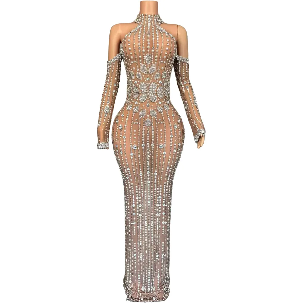 Luxury Pearls Sparkly Crystals Evening Dress with Gloves Sparkly Dance Long Dress Birthday Prom Party Photo Shoot Stage Wear
Luxury Pearls Sparkly Crystals Evening Dress with Gloves Sparkly Dance Long Dress Birthday Prom Party Photo Shoot Stage Wear