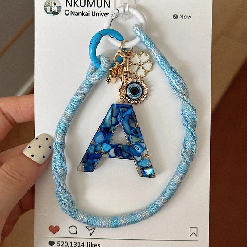 Fashion Blue Glazed Stone Phone Lanyard Pendant A To G Letter Keychain Tassel Pendant Car Key Chain Women Jewelry Phone Strap
Fashion Blue Glazed Stone Phone Lanyard Pendant A To G Letter Keychain Tassel Pendant Car Key Chain Women Jewelry Phone Strap