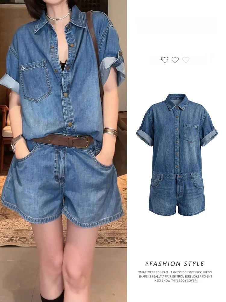 American Retro Style Women's Denim Overalls Slimming Waist Summer New Cool And Militaristic Suit Casual Breathable Polyester
American Retro Style Women's Denim Overalls Slimming Waist Summer New Cool And Militaristic Suit Casual Breathable Polyester