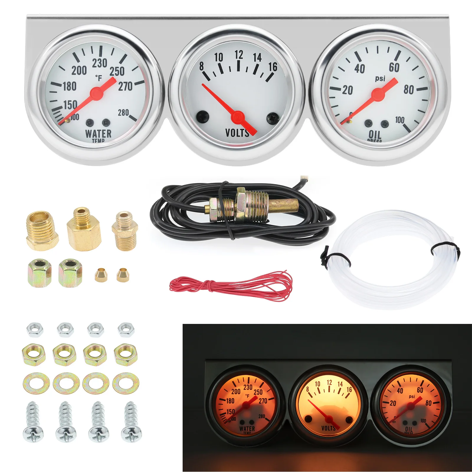 3 IN 1 Car Meter Triple Gauge Water Temp Voltage Oil Pressure Auto Gauge LED Temperature Voltage Gauge Kits for Car Marine Truck
3 IN 1 Car Meter Triple Gauge Water Temp Voltage Oil Pressure Auto Gauge LED Temperature Voltage Gauge Kits for Car Marine Truck