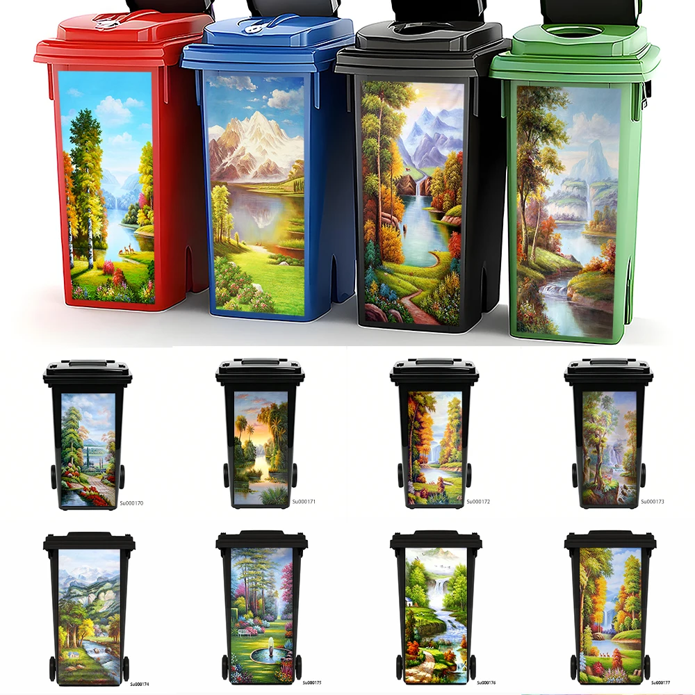 Classic Scenic Landscape Oil Painting Trash Can Sticker, Mountain Lake Forest Design Waterproof Outdoor Bin Decal
Classic Scenic Landscape Oil Painting Trash Can Sticker, Mountain Lake Forest Design Waterproof Outdoor Bin Decal
