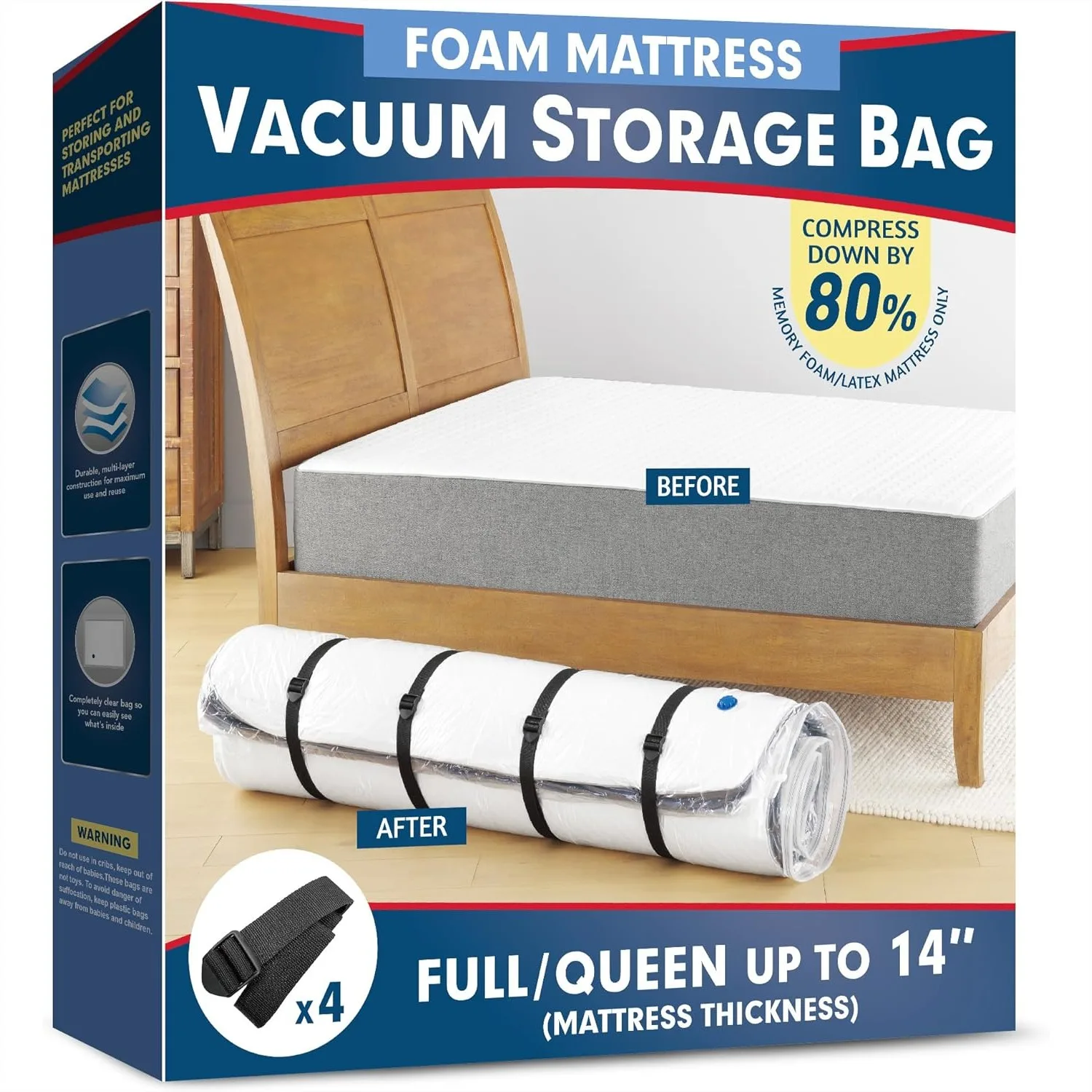 Vacuum Mattress Bag for Memory Foam - Sealed for Easy Storage and Transport, Queen/Full/Full-XL
Vacuum Mattress Bag for Memory Foam - Sealed for Easy Storage and Transport, Queen/Full/Full-XL