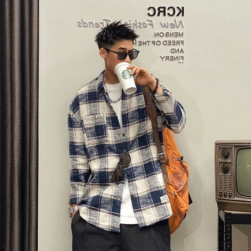 Japanese Style Long Sleeve Plaid Cotton Shirt Loose Casual Men's Vintage Workwear Outerwear Youth Fashion Autumn Season
Japanese Style Long Sleeve Plaid Cotton Shirt Loose Casual Men's Vintage Workwear Outerwear Youth Fashion Autumn Season