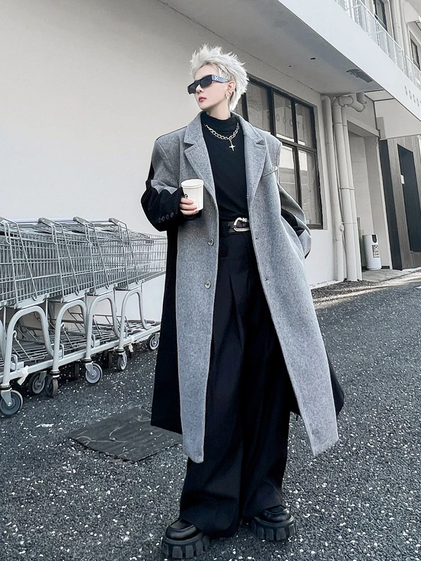 Winter Woolen Coat Men's Knee-Length Overcoat Retro Pin Decoration Color Blo Design Faionable Youthful Loose Fit Sle
Winter Woolen Coat Men's Knee-Length Overcoat Retro Pin Decoration Color Blo Design Faionable Youthful Loose Fit Sle