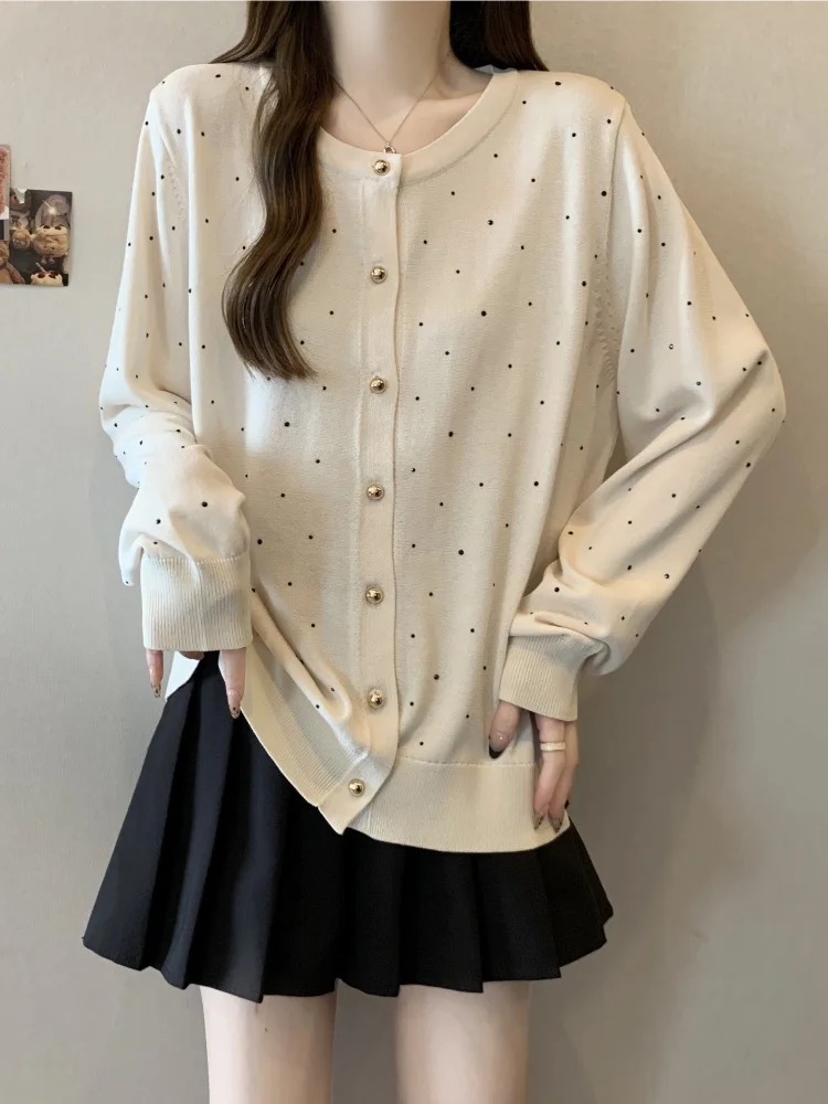 Stylish Knitted Open Cardigan Coat Women's Spring Autumn New Large Size Fat MM Slimming High-End Polka Dot Top
Stylish Knitted Open Cardigan Coat Women's Spring Autumn New Large Size Fat MM Slimming High-End Polka Dot Top