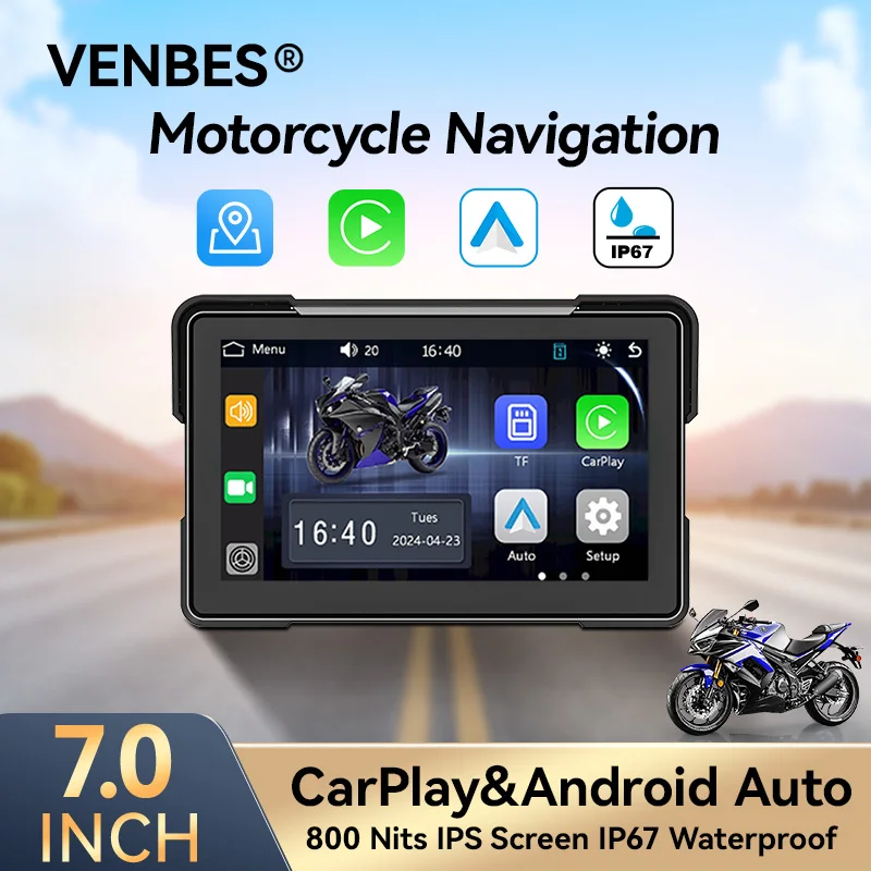 VENBES 7 inch Motorcycle Navigation Carplay Android Auto Tire Pressure Monitoring 2K DVR 5G WIFI Module IP67
VENBES 7 inch Motorcycle Navigation Carplay Android Auto Tire Pressure Monitoring 2K DVR 5G WIFI Module IP67