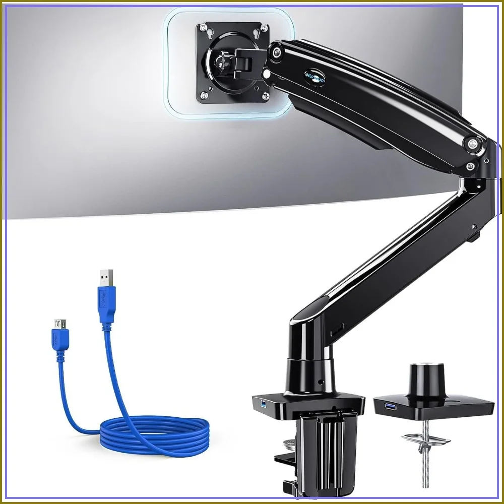 Single Monitor Arm for 13-49" Screens, Ultrawide Mount Holds 26.48 lbs, Adjustable Stand with USB, C-Clamp & Grommet Base, VESA 75x100mm
Single Monitor Arm for 13-49" Screens, Ultrawide Mount Holds 26.48 lbs, Adjustable Stand with USB, C-Clamp & Grommet Base, VESA 75x100mm
