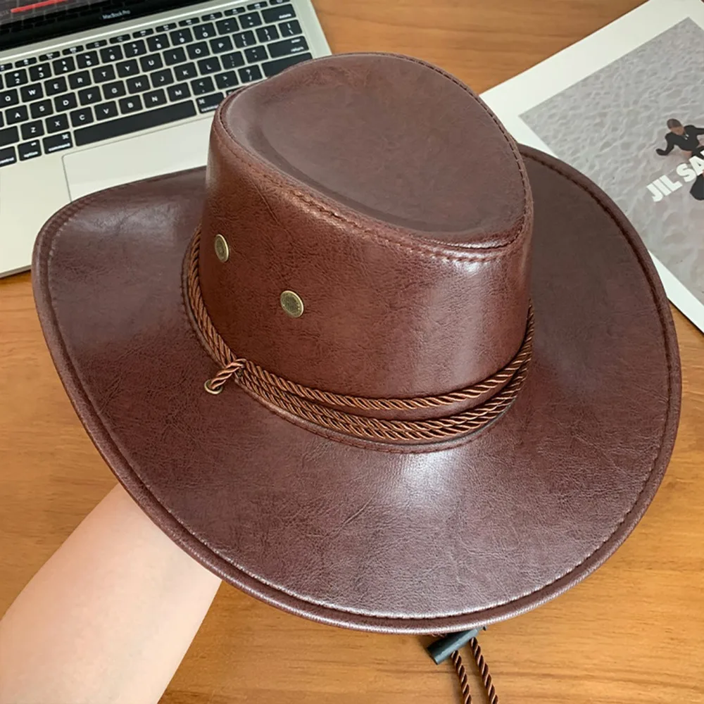 Punk Ethnic Style Western Cowboy Hat Wide Brim Roll Brim Cowgirl Jazz Hat Polyester Black/brown Visor Cap Cosplay
Punk Ethnic Style Western Cowboy Hat Wide Brim Roll Brim Cowgirl Jazz Hat Polyester Black/brown Visor Cap Cosplay