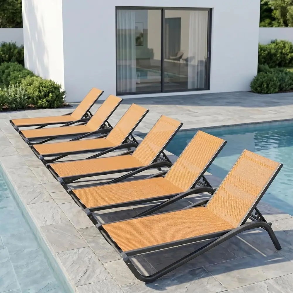6-Piece All-Weather Outdoor Chaise Lounge Set, Adjustable for Poolside Relaxation, Stackable, Orange
6-Piece All-Weather Outdoor Chaise Lounge Set, Adjustable for Poolside Relaxation, Stackable, Orange