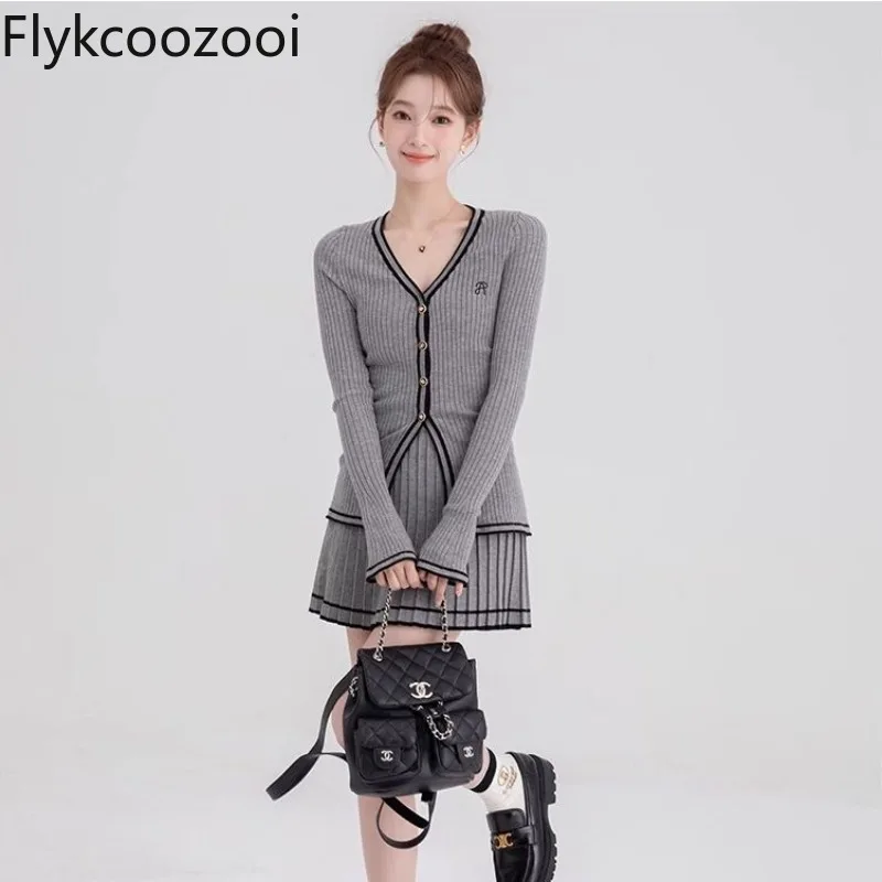 Acamedy Girls Tight Single Breasted Knitted Sweater Cardigan Women High-waisted Pleated Mini Skirt Autumn V-neck Two Pieces Set
Acamedy Girls Tight Single Breasted Knitted Sweater Cardigan Women High-waisted Pleated Mini Skirt Autumn V-neck Two Pieces Set