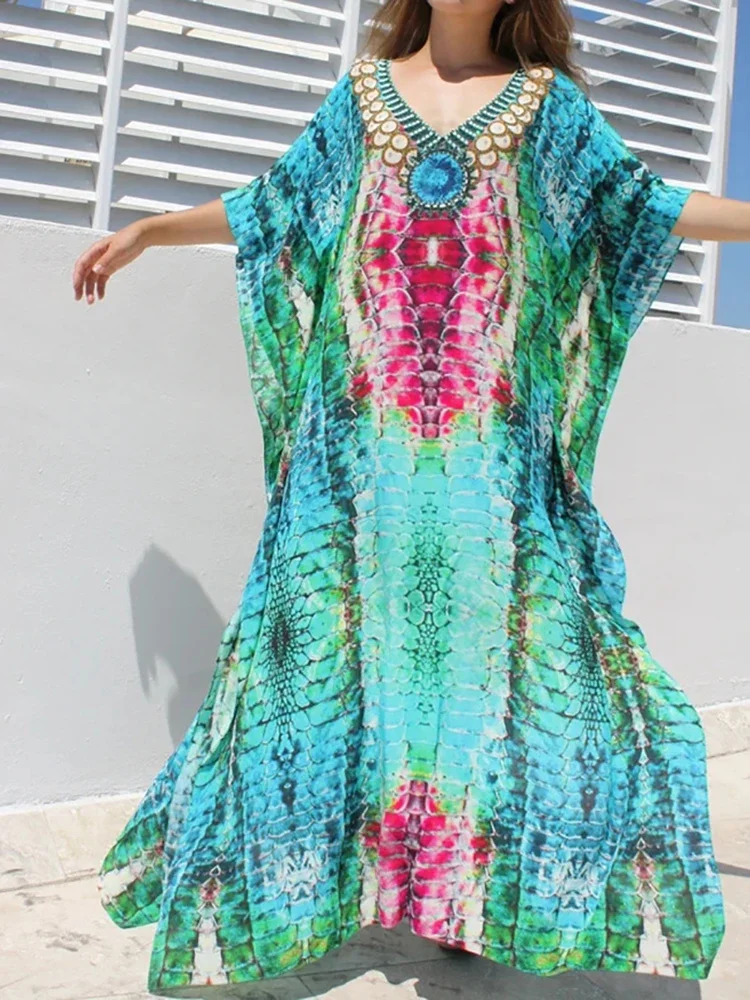 Caftan Plus size Floral Print Kaftan Dresses For Women Loose Beach Cover Up Pareos Robe De Plage Bikini Cover Up Beachwear
Caftan Plus size Floral Print Kaftan Dresses For Women Loose Beach Cover Up Pareos Robe De Plage Bikini Cover Up Beachwear