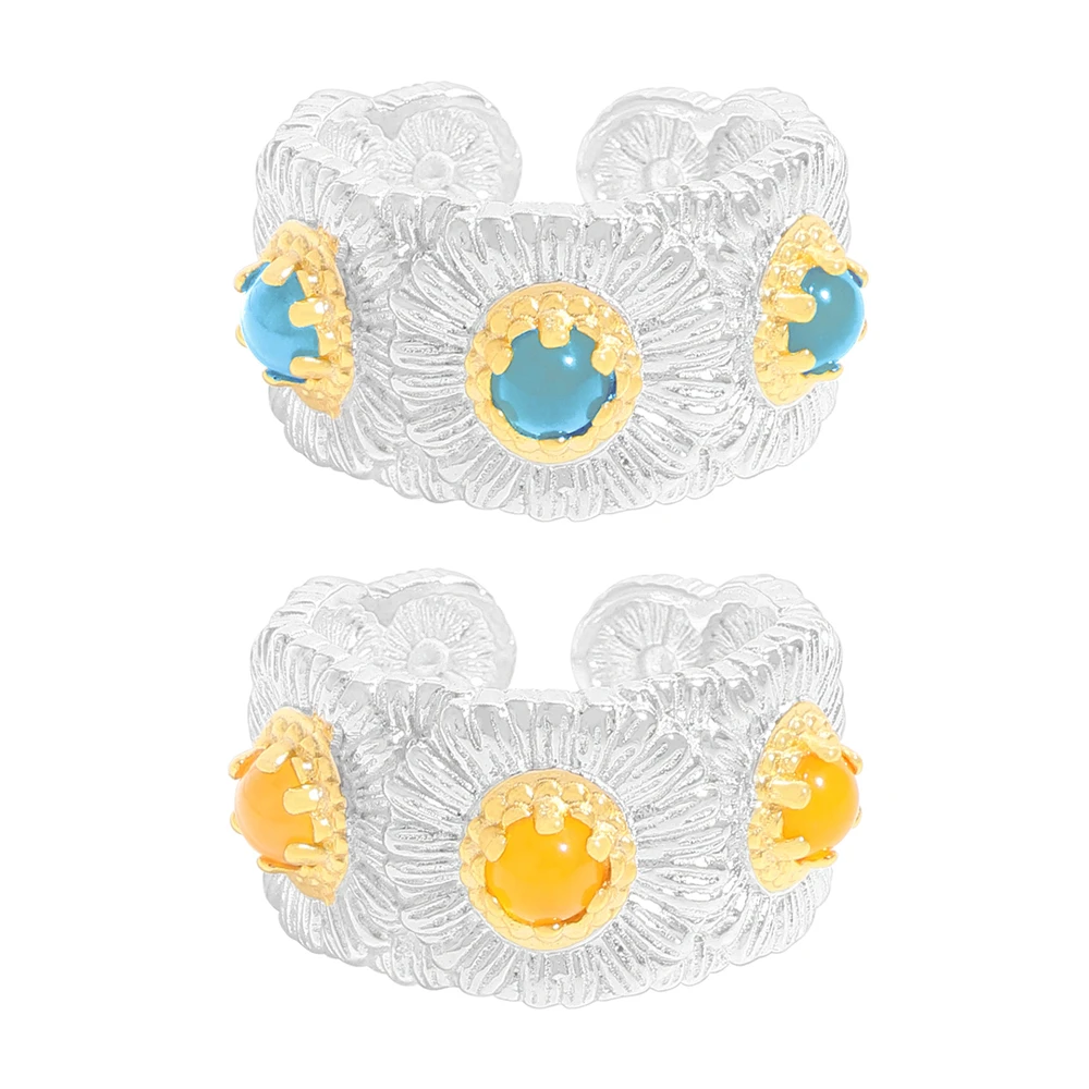 Korean Style S925 Sterling Silver Blue & Yellow Agate Daisy Ring Women's Ins Niche High-End Two-Tone Silver Jewelry
Korean Style S925 Sterling Silver Blue & Yellow Agate Daisy Ring Women's Ins Niche High-End Two-Tone Silver Jewelry