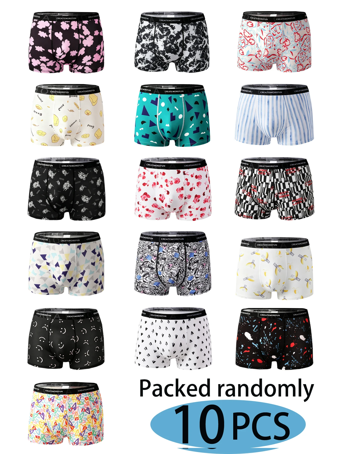 10PCS men's underwear ice silk material cool breathable comfortable fashion trend men's flat Angle underwear printed underwear
10PCS men's underwear ice silk material cool breathable comfortable fashion trend men's flat Angle underwear printed underwear