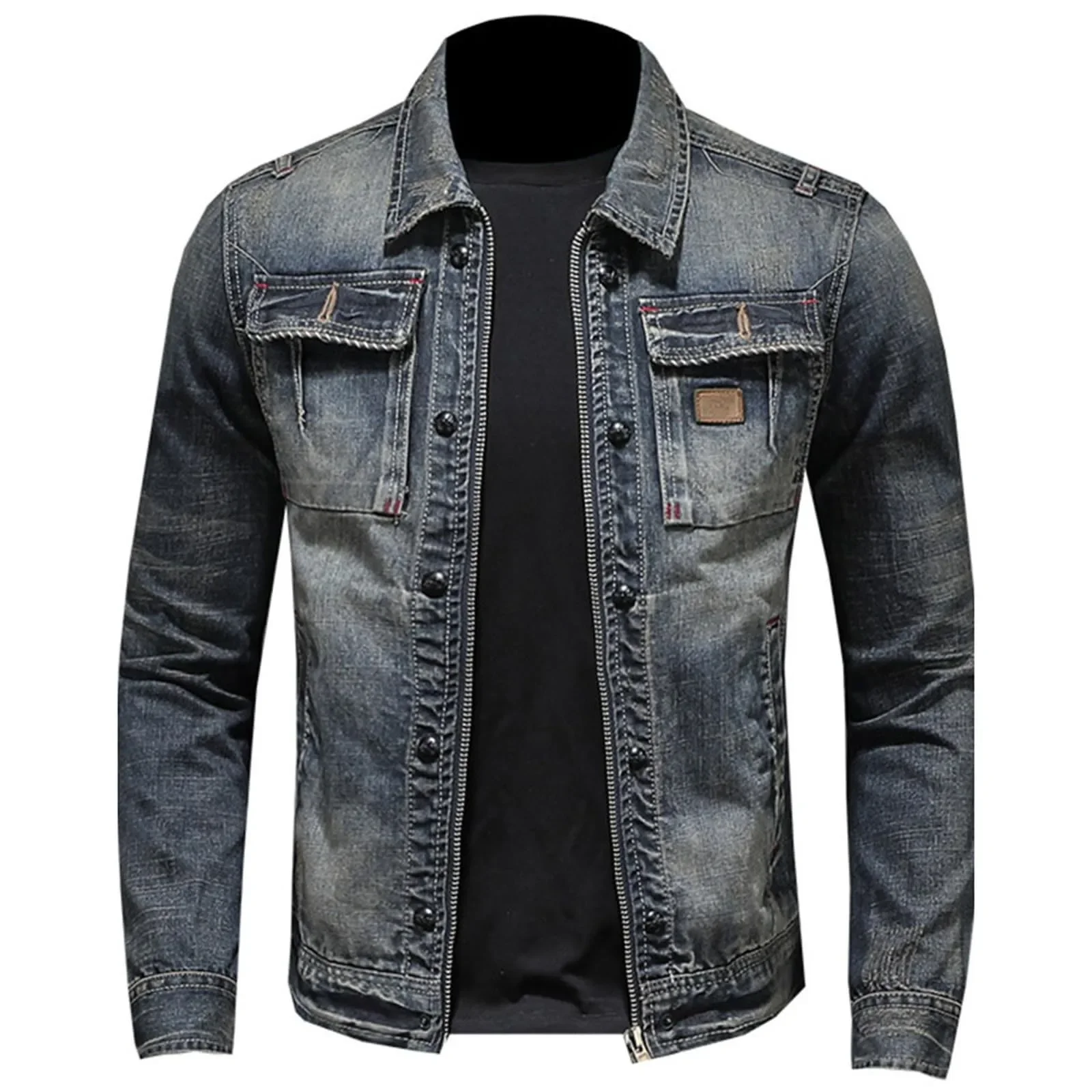 Vintage Denim Jacket with Zip Stand Up Cotton Slim Fit Denim Coat Jeans Classic Hip Hop Varsity Jacket Winter Jacket Men
Vintage Denim Jacket with Zip Stand Up Cotton Slim Fit Denim Coat Jeans Classic Hip Hop Varsity Jacket Winter Jacket Men