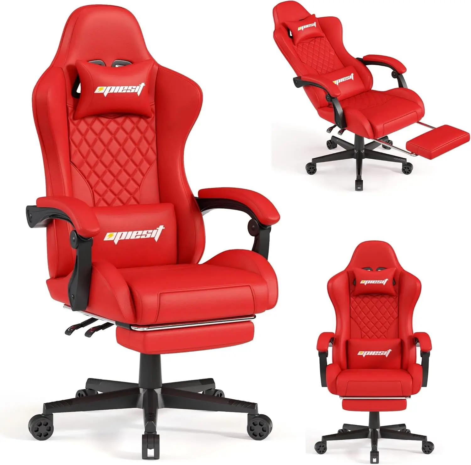 Gaming Chair,Ergonomic Computer Chairs for Adults with Footrest, PU Leather Office Chair with Adjustable Lumbar Support 
Gaming Chair,Ergonomic Computer Chairs for Adults with Footrest, PU Leather Office Chair with Adjustable Lumbar Support