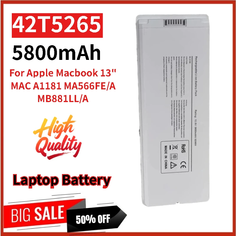 100% новый высококачественный аккумулятор для ноутбука 42T5265 10,8 В 5800 мАч для Apple Macbook 13 дюймов MAC A1181 MB402 MB403 MA566FE/A
100% новый высококачественный аккумулятор для ноутбука 42T5265 10,8 В 5800 мАч для Apple Macbook 13 дюймов MAC A1181 MB402 MB403 MA566FE/A