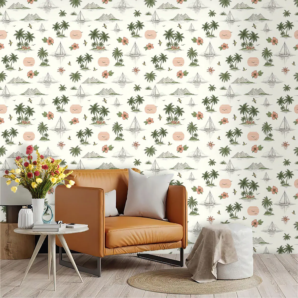 Tropical Palm Tree Sailboat Peel and Stick Wallpaper Self Adhesive Waterproof Contact Paper for Bedroom Cabinet Bathroom Decor
Tropical Palm Tree Sailboat Peel and Stick Wallpaper Self Adhesive Waterproof Contact Paper for Bedroom Cabinet Bathroom Decor