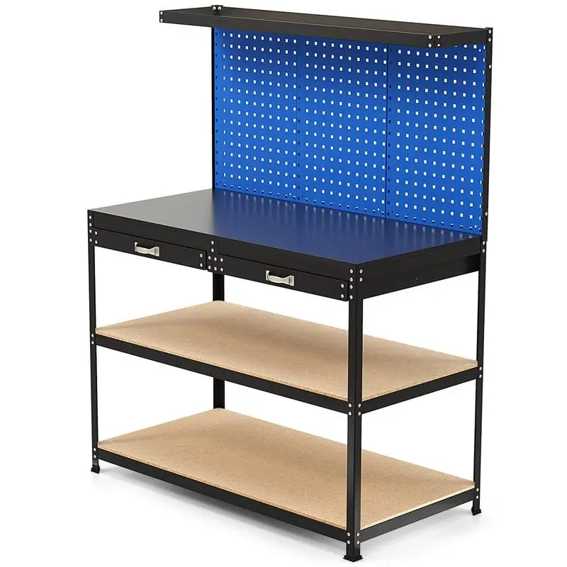 48 x 24 Inch Workbench Work Table with 3 PCs Pegboard Drawer and Shelves-Navy
48 x 24 Inch Workbench Work Table with 3 PCs Pegboard Drawer and Shelves-Navy