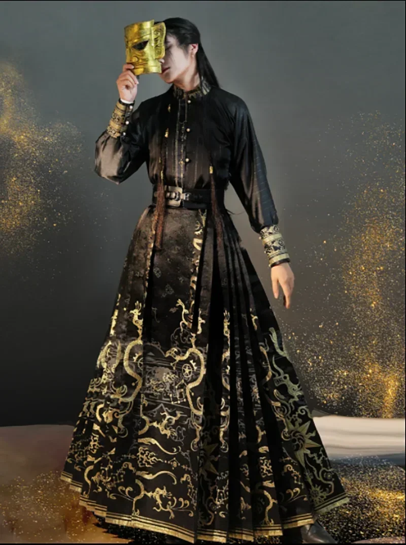 Large Size 2XL Chinese Hanfu Men Black Hanfu Shirt+Skirt 2pcs Set Male Carnival Cosplay Costume Vintage Hanfu Horse Face Skirt
Large Size 2XL Chinese Hanfu Men Black Hanfu Shirt+Skirt 2pcs Set Male Carnival Cosplay Costume Vintage Hanfu Horse Face Skirt