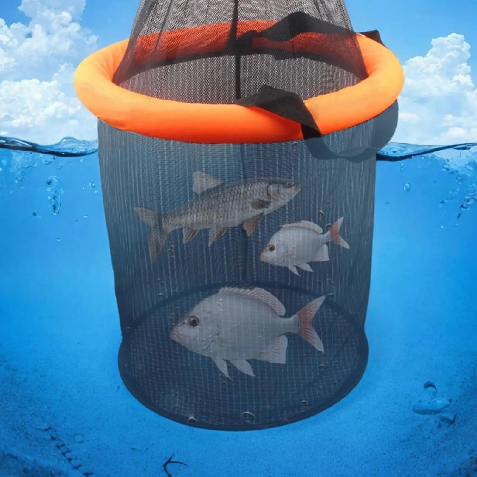 Foldable Floating Fish Basket Collapsible Mesh Bait Net Protection Bag Nylon Buoyancy Fishing Gear Trawl Net for Kayak Minnows
Foldable Floating Fish Basket Collapsible Mesh Bait Net Protection Bag Nylon Buoyancy Fishing Gear Trawl Net for Kayak Minnows