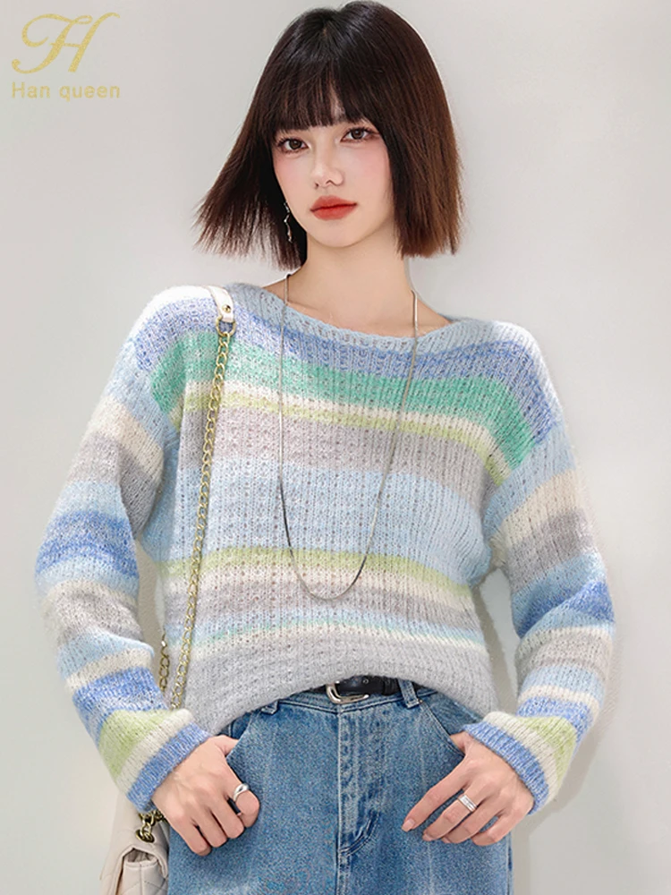 H Han Queen 2025 Loose Lazy Style Soft Sticky Tops Long Sleeve Women Sweaters Elegant Simple Vintage Casual knitted Pullovers
H Han Queen 2025 Loose Lazy Style Soft Sticky Tops Long Sleeve Women Sweaters Elegant Simple Vintage Casual knitted Pullovers