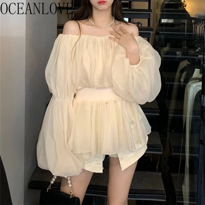 OCEANLOVE Women Shirts&blouses Solid Puff Sleeve Spring Autumn Elegant Blusas Mujer Korean Fashion Slash Neck Retro Camisas
OCEANLOVE Women Shirts&blouses Solid Puff Sleeve Spring Autumn Elegant Blusas Mujer Korean Fashion Slash Neck Retro Camisas