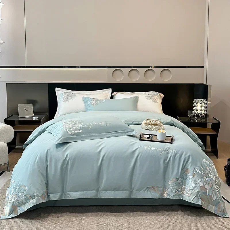 Fresh and light luxury wind four-piece cotton embroidery bed sheet quilt set summer skin-friendly naked sleeping high-grade bedd
Fresh and light luxury wind four-piece cotton embroidery bed sheet quilt set summer skin-friendly naked sleeping high-grade bedd