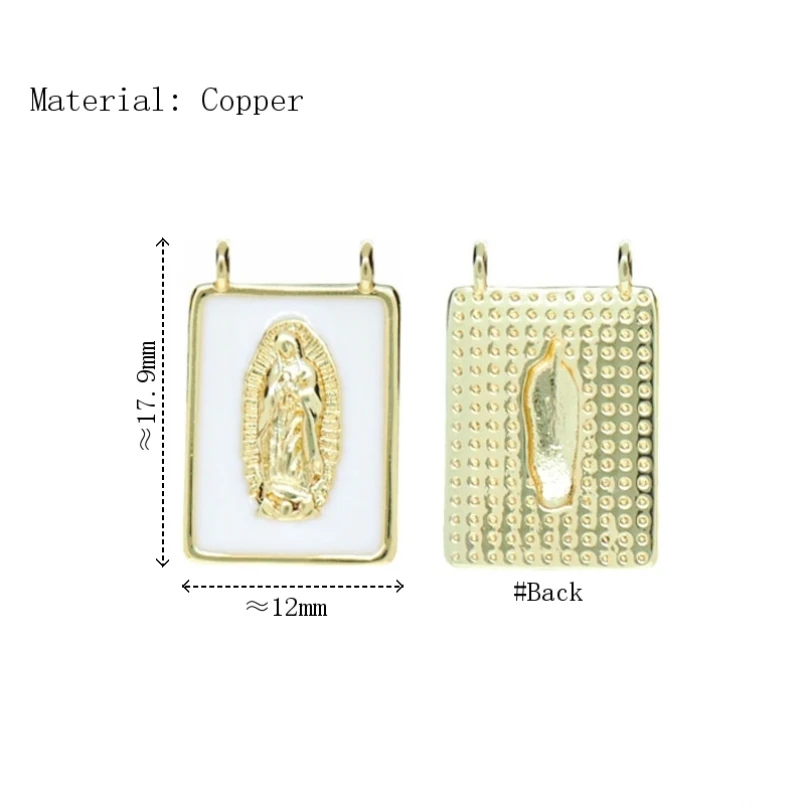 2Pcs Pendant Enamel Charms Copper Gold Color White Rectangle Our Lady Of Guadalupe Square Approx 12x17.9mm Jewelry For Women
2Pcs Pendant Enamel Charms Copper Gold Color White Rectangle Our Lady Of Guadalupe Square Approx 12x17.9mm Jewelry For Women