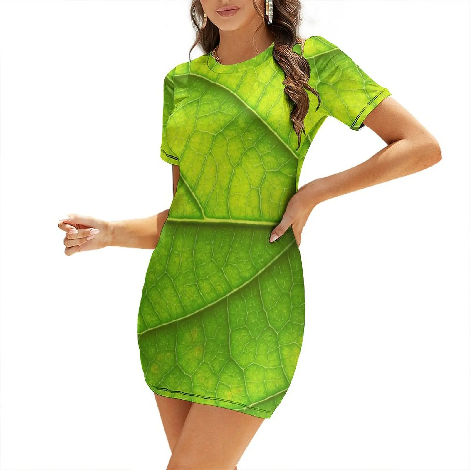 Green Leaf Veins Nature Texture pattern Short-Sleeved Dress evening dress woman Female dress elegant
Green Leaf Veins Nature Texture pattern Short-Sleeved Dress evening dress woman Female dress elegant