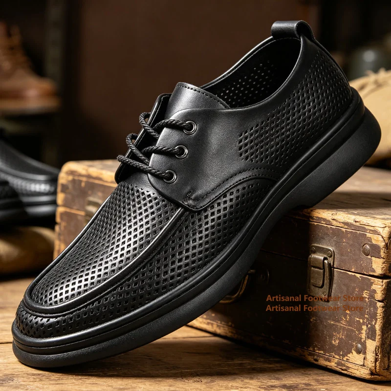Hollow-Out Cowhide Men's Casual Leather Shoes Summer Thick Soled Anti Slip Wear-Resistant Men's Shoes Soft Leather Shoes
Hollow-Out Cowhide Men's Casual Leather Shoes Summer Thick Soled Anti Slip Wear-Resistant Men's Shoes Soft Leather Shoes