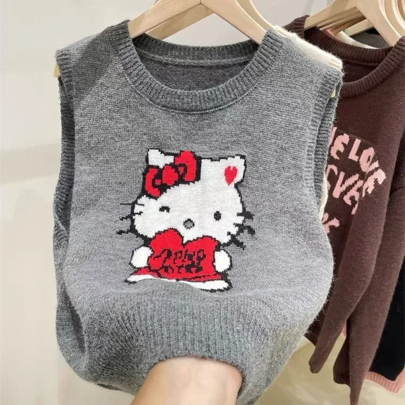 Cartoon Embroidered Knitted Vest coat Sanrio hello kitty Spring and Autumn Round Neck Women's New Casual Sweater
Cartoon Embroidered Knitted Vest coat Sanrio hello kitty Spring and Autumn Round Neck Women's New Casual Sweater