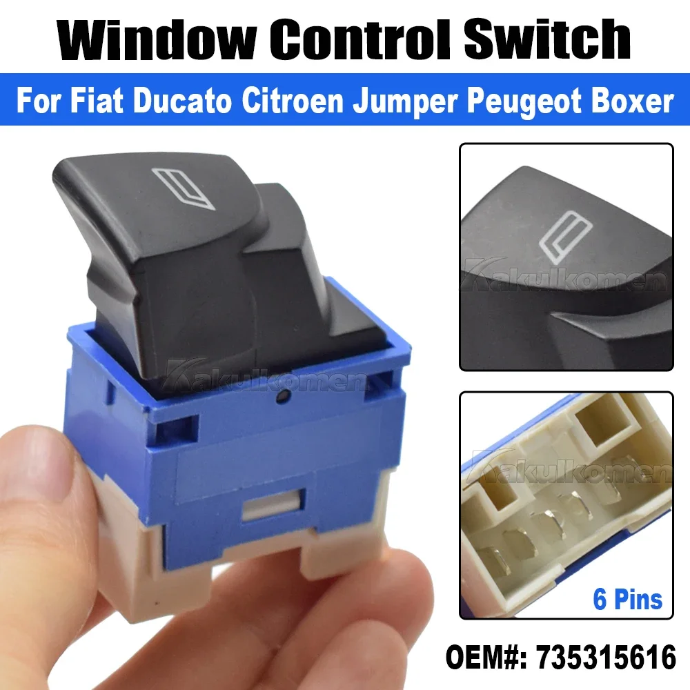 735315616 735315619 Car Electric Power Lifter Window Switch Single Button For Fiat Ducato II FL Citroen Jumper Peugeot Boxer
735315616 735315619 Car Electric Power Lifter Window Switch Single Button For Fiat Ducato II FL Citroen Jumper Peugeot Boxer