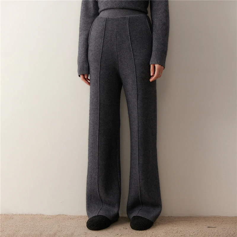Casual Women's Straight-leg Wide-leg Pants Soft Elastic Waist 100% Cashmere Knitted Fashion Pocket High Quality Warm Bottoms
Casual Women's Straight-leg Wide-leg Pants Soft Elastic Waist 100% Cashmere Knitted Fashion Pocket High Quality Warm Bottoms