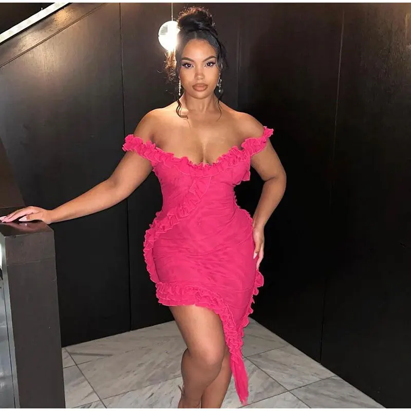 Women Sexy Strapless Off Shoulder Ruffles Dress Female Backless Strap Sleeveless Bodycon Mini Dress Lady Evening Party Vestido
Women Sexy Strapless Off Shoulder Ruffles Dress Female Backless Strap Sleeveless Bodycon Mini Dress Lady Evening Party Vestido