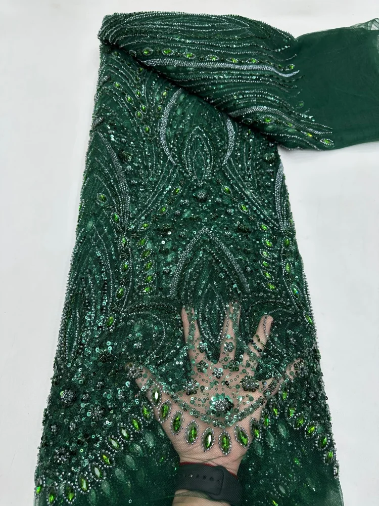 Luxury Stones Nigerian Sequins Tulle Lace Fabric High-Quality Embroidery Beads African Net Cloth for Prom Dresses 5 Yards
Luxury Stones Nigerian Sequins Tulle Lace Fabric High-Quality Embroidery Beads African Net Cloth for Prom Dresses 5 Yards