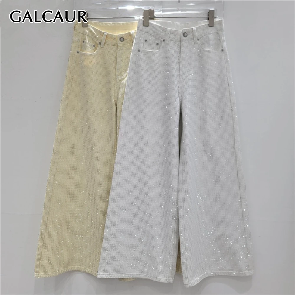 Брюки GALCAUR с эффектом страз, шикарные, женские, с высокой талией, свободные, класса люкс, широкие штанины, осенняя новинка, модный стиль
Брюки GALCAUR с эффектом страз, шикарные, женские, с высокой талией, свободные, класса люкс, широкие штанины, осенняя новинка, модный стиль