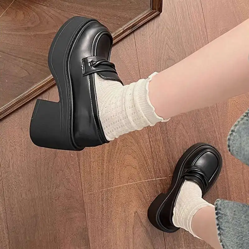 Black Thick Heel Slip-On Shoes Women's Loafers Spring Autumn British Style Versatile Flats College Style Ultra-Soft Leather
Black Thick Heel Slip-On Shoes Women's Loafers Spring Autumn British Style Versatile Flats College Style Ultra-Soft Leather