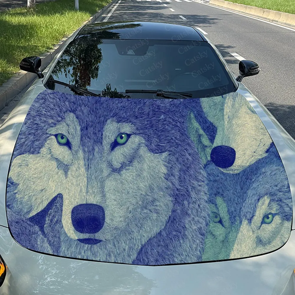 Car Decal Blue-Toned Wolf Pack with Artistic Line-Textured Design Car Hood Sticker, Waterproof Self - Adhesive PVC Graphics Deca
Car Decal Blue-Toned Wolf Pack with Artistic Line-Textured Design Car Hood Sticker, Waterproof Self - Adhesive PVC Graphics Deca