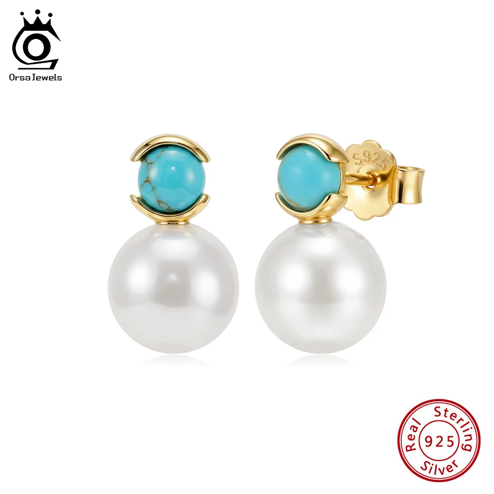ORSA JEWELS S925 Sterling Silver 4MM Turquoise Drop Earrings with Natural Round Pearl Simple Trendy Party Jewelry Gift MPE08
ORSA JEWELS S925 Sterling Silver 4MM Turquoise Drop Earrings with Natural Round Pearl Simple Trendy Party Jewelry Gift MPE08